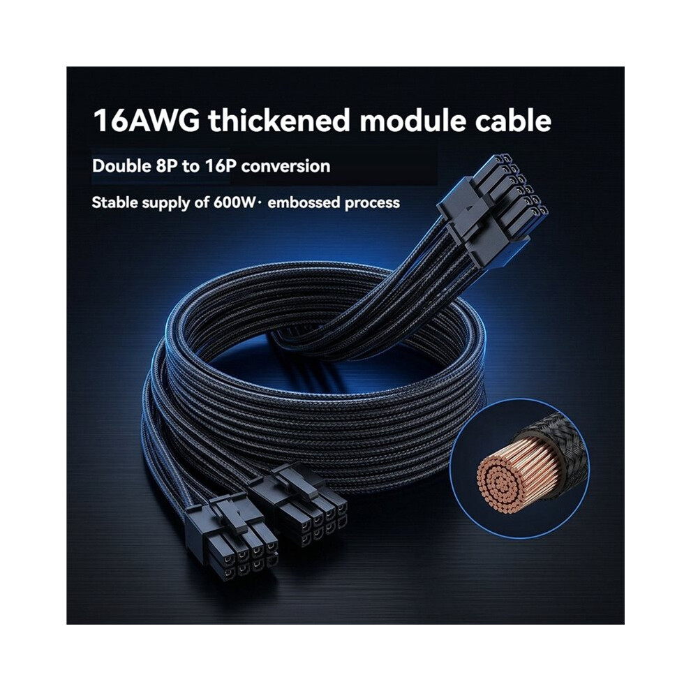 600W Pcie 5.0 12Vhpwr Psu Cable For Type-3/Type-4 Psus, Dual 8-Pin Pcie To 12+4Pin Modular Cable For Rtx4090 Gpu 4711551074902