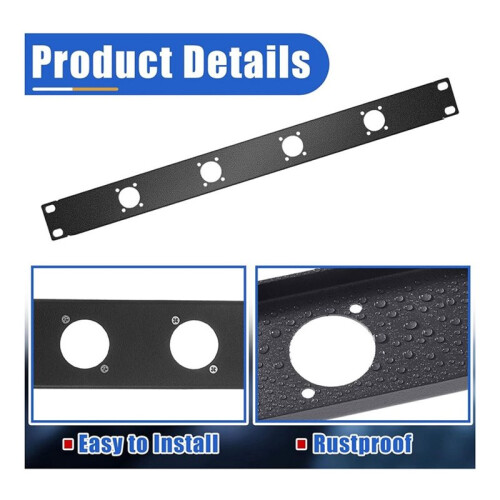 4-Hole 1U Audio Rack Panel XLR Patch Panel Punched Recording Studio Rack Accessories for Enclosure 2