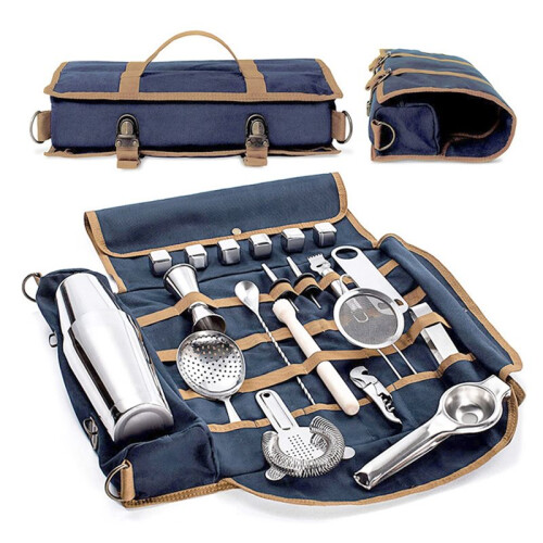 New Bartending Toolkit, Multi-Functional Bartending Bag, Outdoor Portable Single Shoulder Bag, Travel Bartender Kit Bag 2