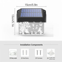 2 Stuks Solar Hekverlichting in Kleur 3D Tuindecoratie Solar Hekverlichting Waterdichte LED Buitenverlichting voor Reling Terras Pad