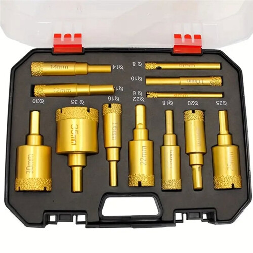 12pcs Diamond Drill Bit Drilling Tool Set for Glass and Ceramic Tiles 6-35mm Diamond Drill Bits Set