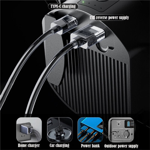 Three-Legged Camping Fan Rechargeable Desktop Portable Circulation Fan Wireless Ceiling Fan with LED Lighting 1