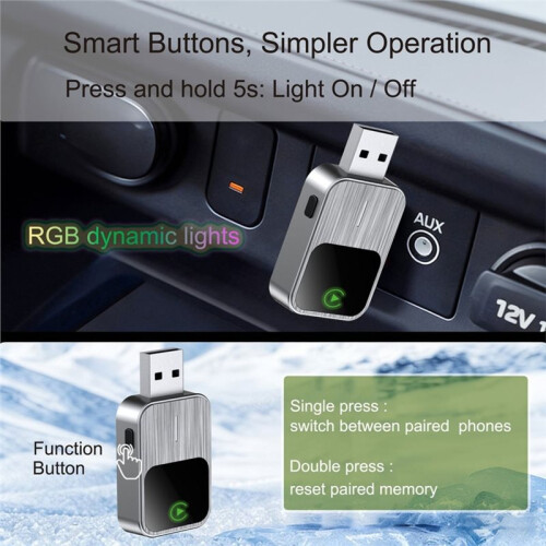 Wireless Android Auto Adapter 2 In1 Wireless CarPlay Dongle AI  Box Car Intelligent System USB Plug and  Silver 2