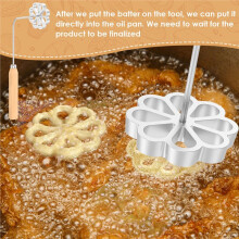 Bunuelos-Formenset mit Holzgriffen, Rosettenformen Aus Aluminiumlegierung, Wiederverwendbare Antihaft-Bunuelos-Keksform