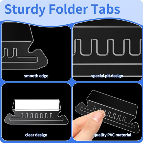 Hanging File Folder Tabs, 100 Pcs File Folder Tabs File Tabs for Hanging Folders, Plastic Hanging Folder Tabs 1