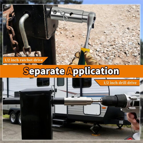 Trailer Jack Drill Adapter for Jack Drive Shaft Crank Jack Adapter Tool for Heavy Duty RV, Construction, Dump Trailers 2