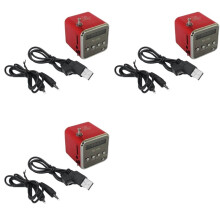 3X TD-V26 Digital Portable Fm Radio Receiver LED Loudspeaker Wireless Speaker MP3 Support /TF Card Red