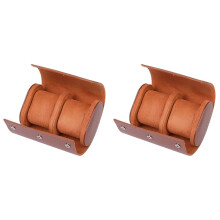 2X 1-Slot Watch Roll Travel Case Portable Vintage Leather Watch Display Case Watch Storage Box Watch Organizers Brown M