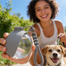 Dogs Drinking Bottle with Silicone Bowl 285ml Leak-Proof Water Bottle for Cats Dogs Portable Outdoor Dispenser