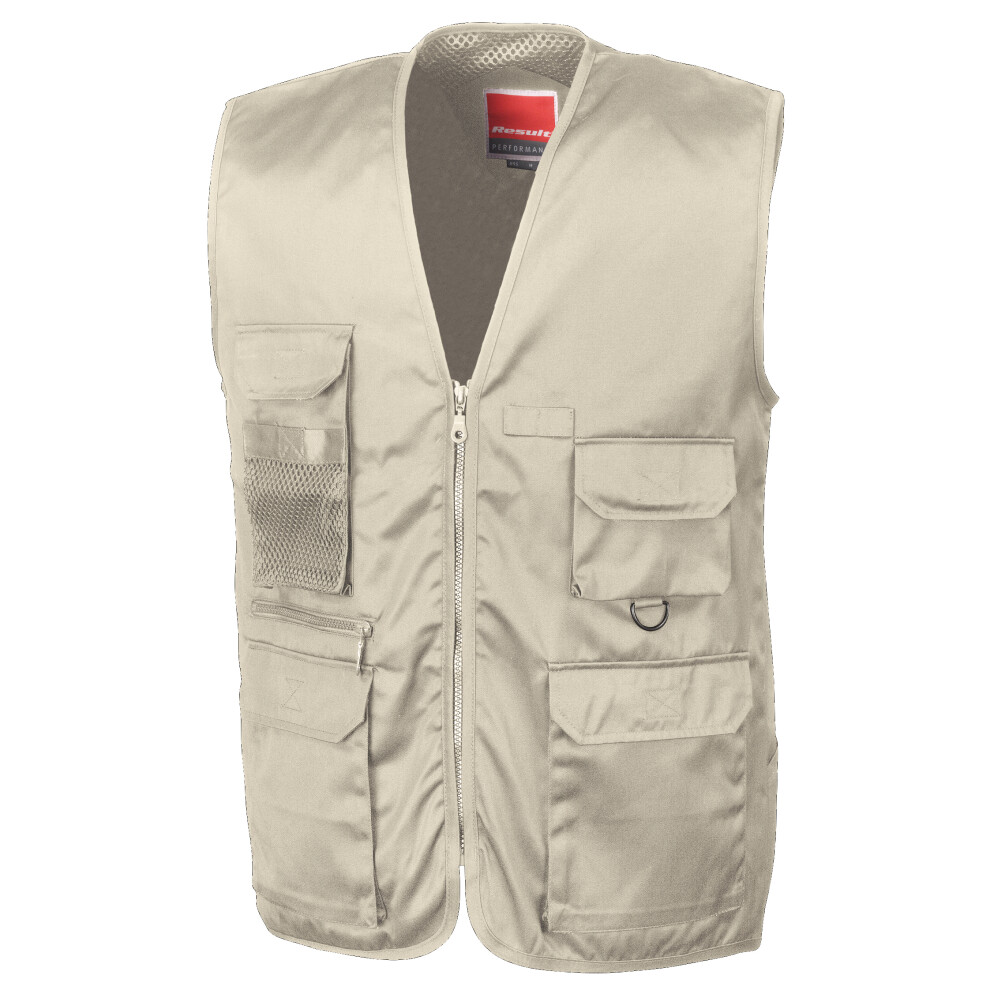 Result (S, Camel) Mens Safari Waistcoat Jacket Multicoloured