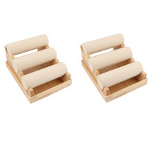 2X Wood 3 Tier Bransoletka Watch Stand Holder Prezentacja BiżUterii WyśWietlacz Przechowywanie Naszyjnik Bransoletka Organizer BiałY