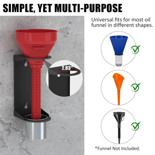 2 Sets Oil Funnel Holder, Wall Mount Storage Rack with 2 Removable Collection Cups for Workshop, Garage 2