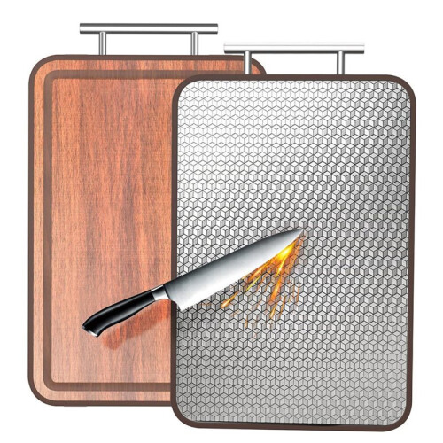Stainless Steel & Wood Cutting Board - Dual-Sided, Scratch for Kitchen 2