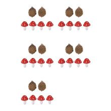 5 Set Garden Fairy Accessories Resin Hedgehogs and Wood Mushroom Miniature Decorations for Bonsai
