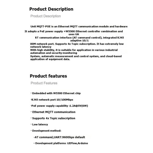 For M5Stack MQTT Ethernet Communication Module PoE Powered with Built-in W5500 for Remote Data Acquisition 2