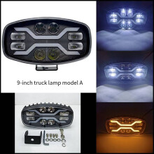 9-Tums Arbetsljusramp med 8 LED-Ljus, 36 W, Spotlight, Strålkastare, VARSEL, Gul Vit, Dubbelfärgad, 80 mm Tjocklek, för Lastbil, Terräng, för