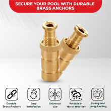 Brass Pool Cover Anchors for Concrete & Pavers Deck, Universal Fit, Easy Installation 20pcs