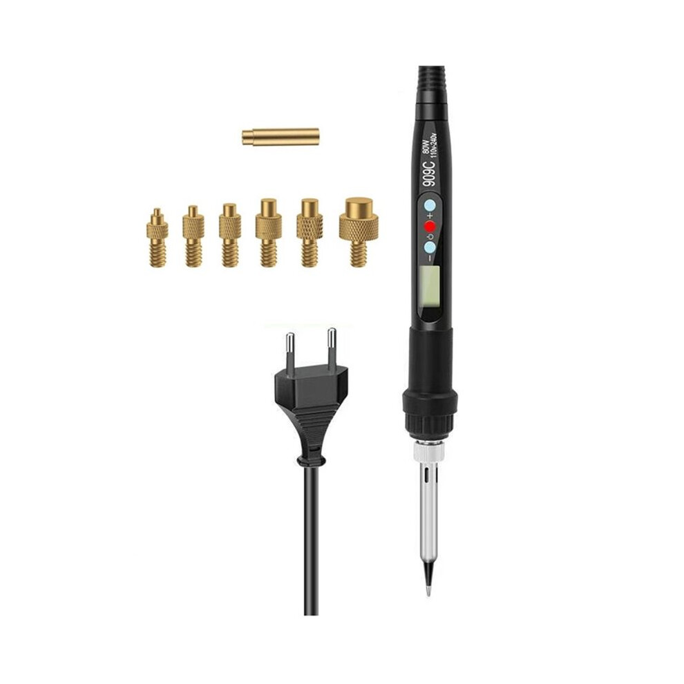 80W Lcd Digital Display Soldering Iron Tip With Heat-Set Insert Tips Adjustable Temperature Welding Solder Tool Eu 4711479683101