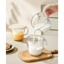 Food Grade Glass Measuring Cup with Handle and Lid for Microwave Oven High Temperature Resistance Milk Cup