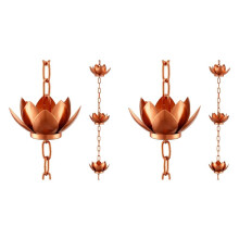 2X Corrente de Chuva Leaf com Adaptador, Corrente Coletora de Chuva Lotus de 4 Pés para Calhas, Cano de Descida Externo, para Desvio de Água e