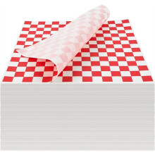 500 Sheets Sandwich Wrapping Paper, 12 X 12 Inches Red and White Checkered Paper Liners for Plastic Food Basket