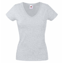 (XL, Heather Grey) Fruit of the Loom Womens/Ladies Valueweight V Neck Lady Fit T-Shirt