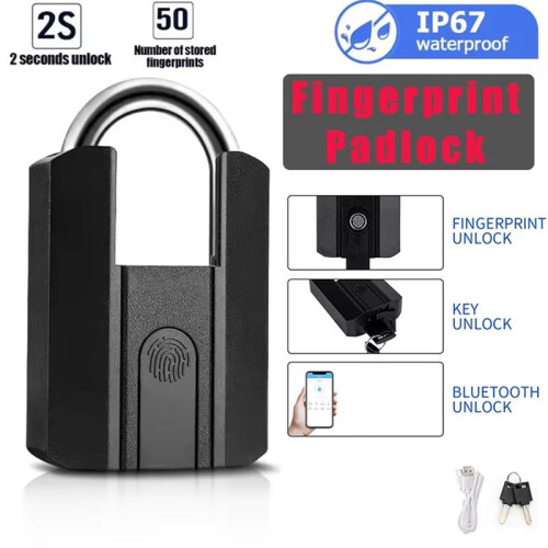 Fingerprint Padlock TTLock BT APP+Program+Fingerprint+Key  Type-C Rechargeable Keyless Home Electronic Door Lock 2