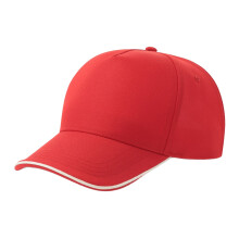 (One Size, Red/White) Atlantis Headwear Unisex Adult Recy Five Piping 5 Panel Recycled Structured Baseball Cap