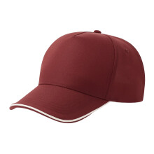 (One Size, Burgundy/White) Atlantis Headwear Unisex Adult Recy Five Piping 5 Panel Recycled Structured Baseball Cap