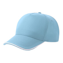 (One Size, Light Blue/White) Atlantis Headwear Unisex Adult Recy Five Piping 5 Panel Recycled Structured Baseball Cap