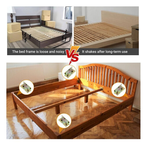 4 Pcs Bed Rail Brackets with 32 Pcs Srews, High Quality Bed Frame Brackets, Rust Proof Bed Frame Hardware for Headboards 2