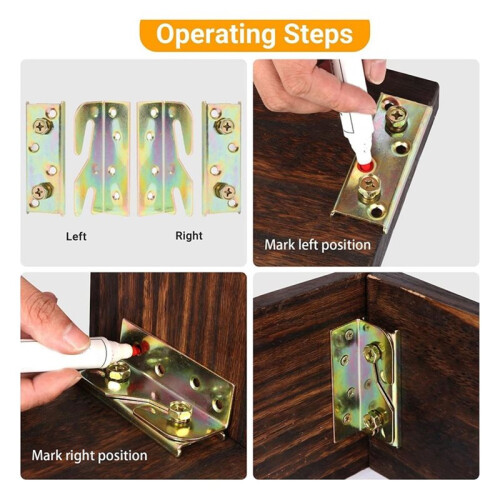 4 Pcs Bed Rail Brackets with 32 Pcs Srews, High Quality Bed Frame Brackets, Rust Proof Bed Frame Hardware for Headboards