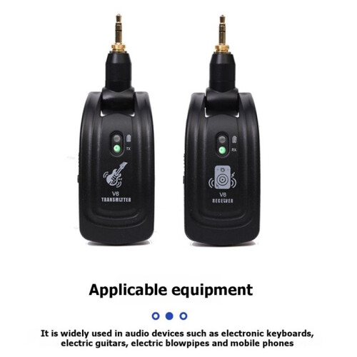 V6 Wireless Guitar System UHF Wireless Transmitter Receiver for Electric Guitar/Bass Instruments 2