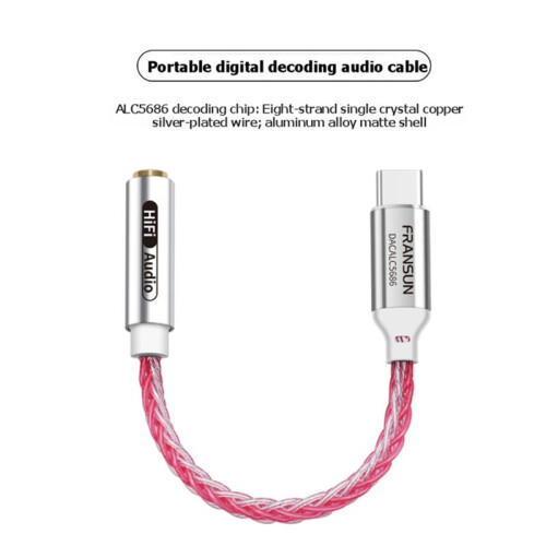 USB-C to 3.5mm Digital Audio Adapter ALC5686 Audio Interface Cable 32bit/384kHz DAC Headphone Decoding Adapter Orange 1