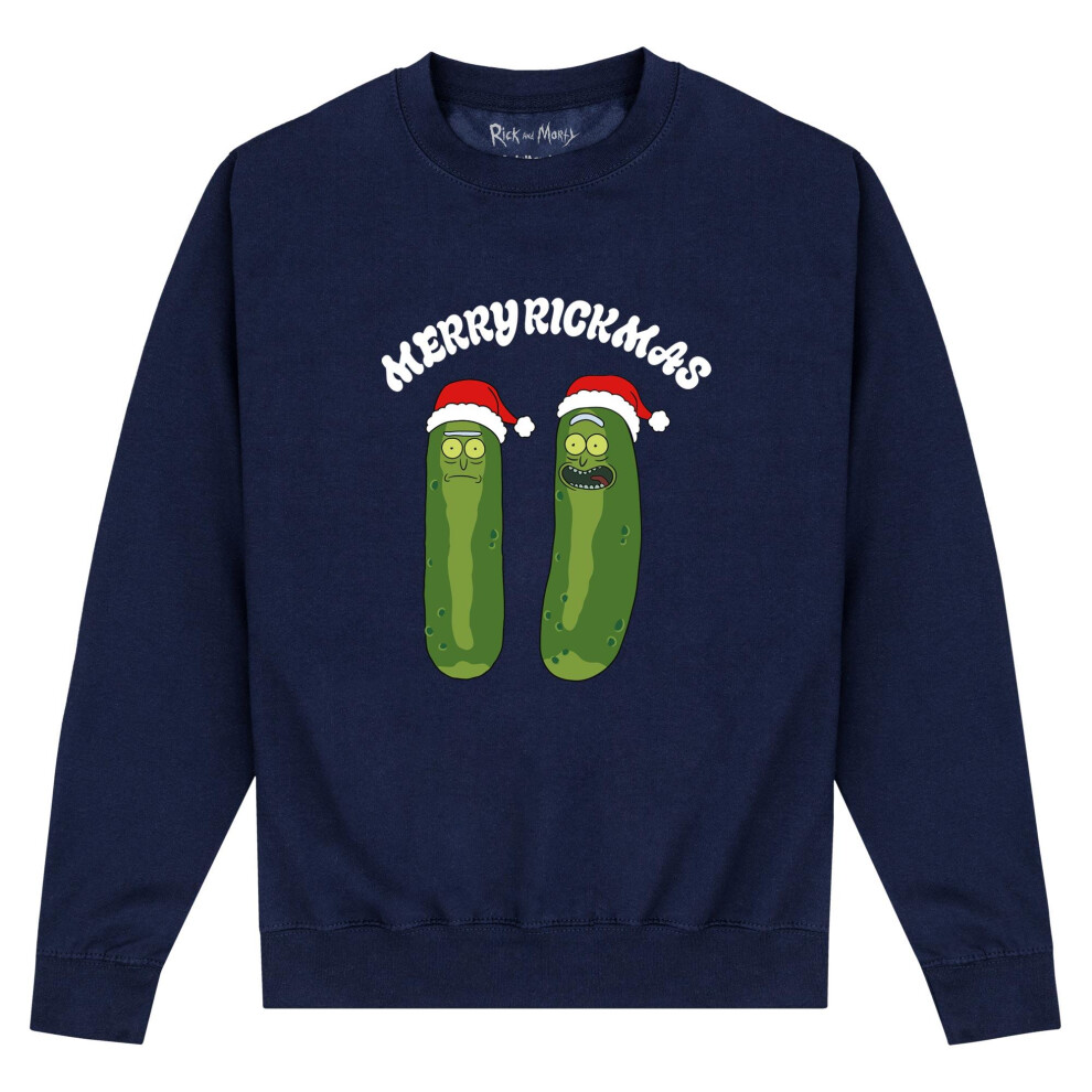 Rick And Morty (Xxl, Navy) Unisex Adult Pickle Rick Christmas Sweatshirt