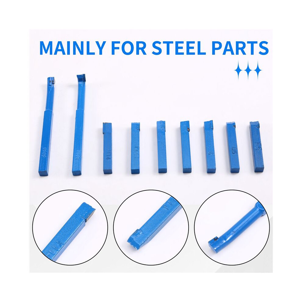 9 Pcs Iron Lathe Brazed Carbide Turning Tool Drill Bit Square Shank 8X8 Mm 6032995324841