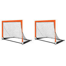 2X Orange Children'S Football Goal Portable Foldable Mobile Training Football Goal