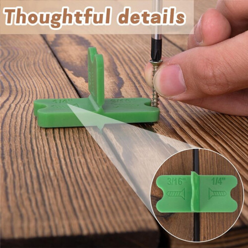 4Pcs ABS Deck Spacer Tool,4 Thicknesses Deck Board Spacers(1/16In, 1/8In, 3/16In, 1/4In),Green Deck Spacers Assorted 2