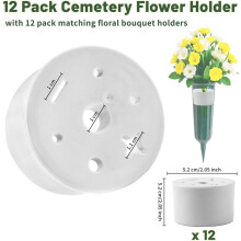12 Pcs Memorial Artificial Flower Holder, Patio Garden Floral Ground Spikes, Cemetery Flower Container Stakes