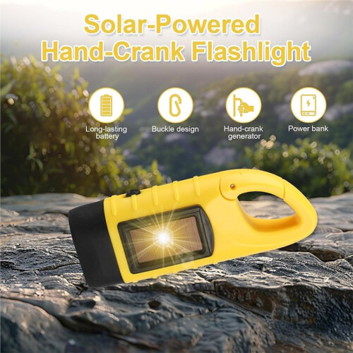 Wind  Torch, Super Bright LED, Hand Crank & Solar Powered Flashlight with Hook for Outdoor 2