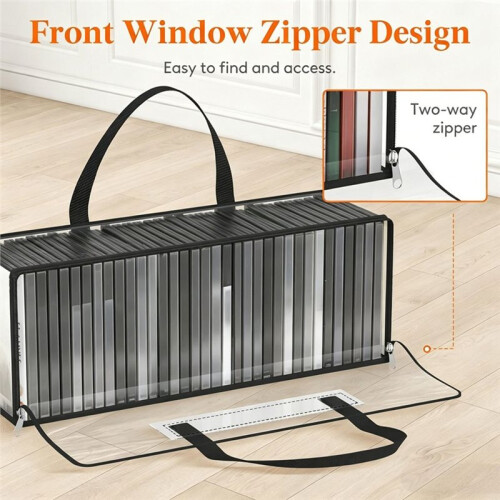6 Pack DVD Storage Bags, Clear PVC DVD Case Holder with Handles, Front Window Zipper Design, Stackable Media Organizer 1