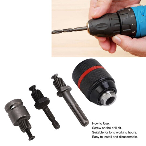 Drill Chuck Keyless Self Tightening Clamping Range Quick Changing Tool Round Adaptor 1