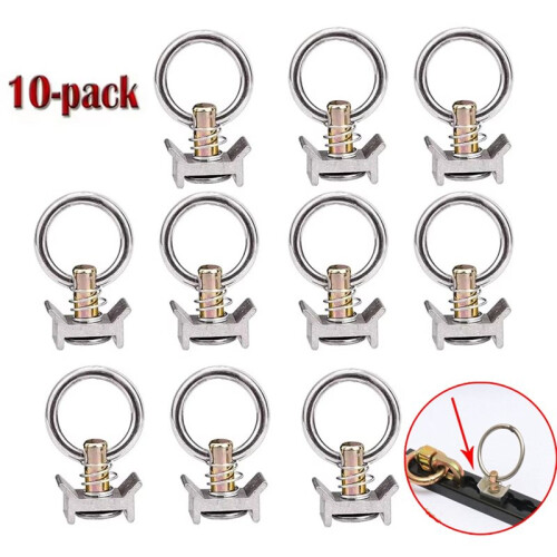 10-Pack L Track Aluminum Tie Downs with Stud and O-Ring Motorcycle Trailer Tie Downs 1