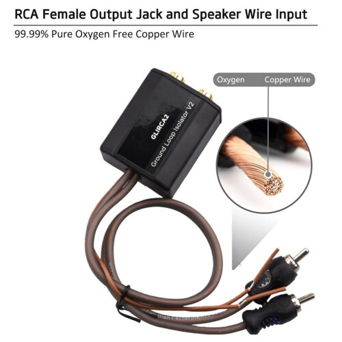 2-Channel RCA Stereo Ground Loop Isolator Designed for Audio Signals Eliminate Amplifier Noise Filter 2