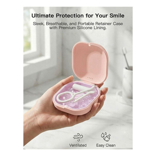 Retainer Case with Vent Holes, Aligner Case for , Portable Aligner Kit, Removable Silicone Liner 2