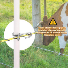 Fiberglass Fence Post Clips for 3/8" Round Rod, Stainless Steel Electric Fence Pigtail Insulator Clips,Post Insulators