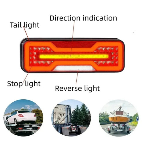 1 Pair Tail Light LED Rear Tail Light Combination 12V 24V Light for Trucks & Trailers Multi-Function 2
