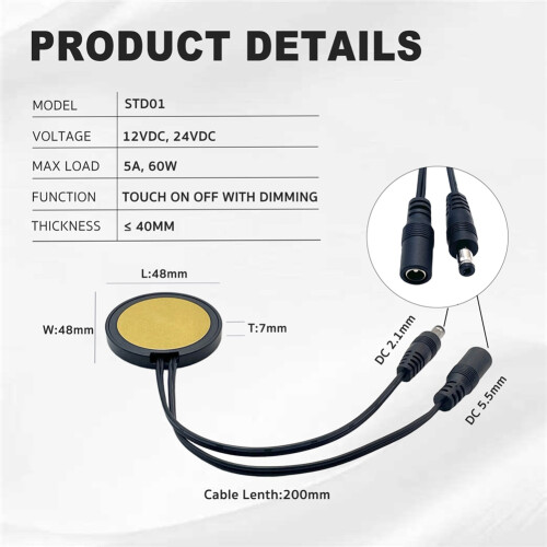 Concealed Partition Sensor   12V 24V Waving Touch Dimming for Cabinet Kitchen Stone Hand Wave Touch Control 2pcs 2