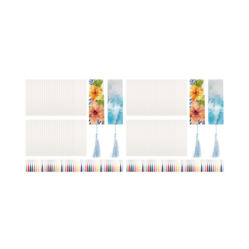 100X Watercolor Paper Blank Bookmarks With Colorful Tassels Diy Book Marks Kit,Bookmark Pad For Diy Classroom 6032227001298
