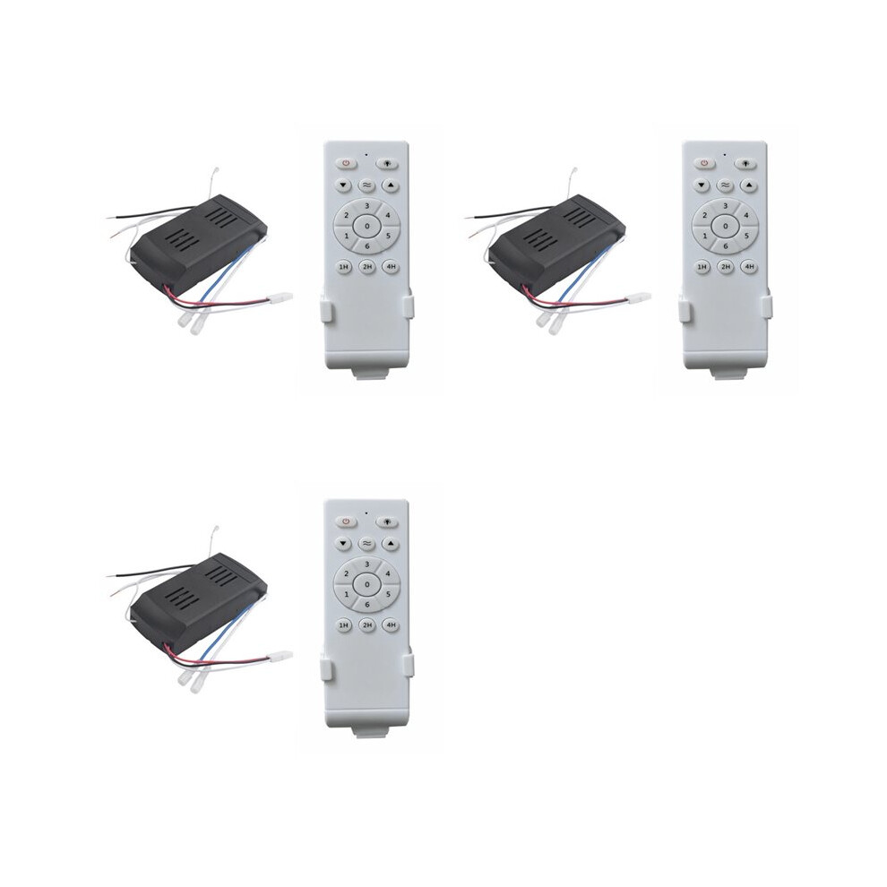 3X Universal Ceiling Fan Remote Control Kit Low Voltage 50W Fan Light Driver Controller 6-Speed & Timing Remote 6032751663603